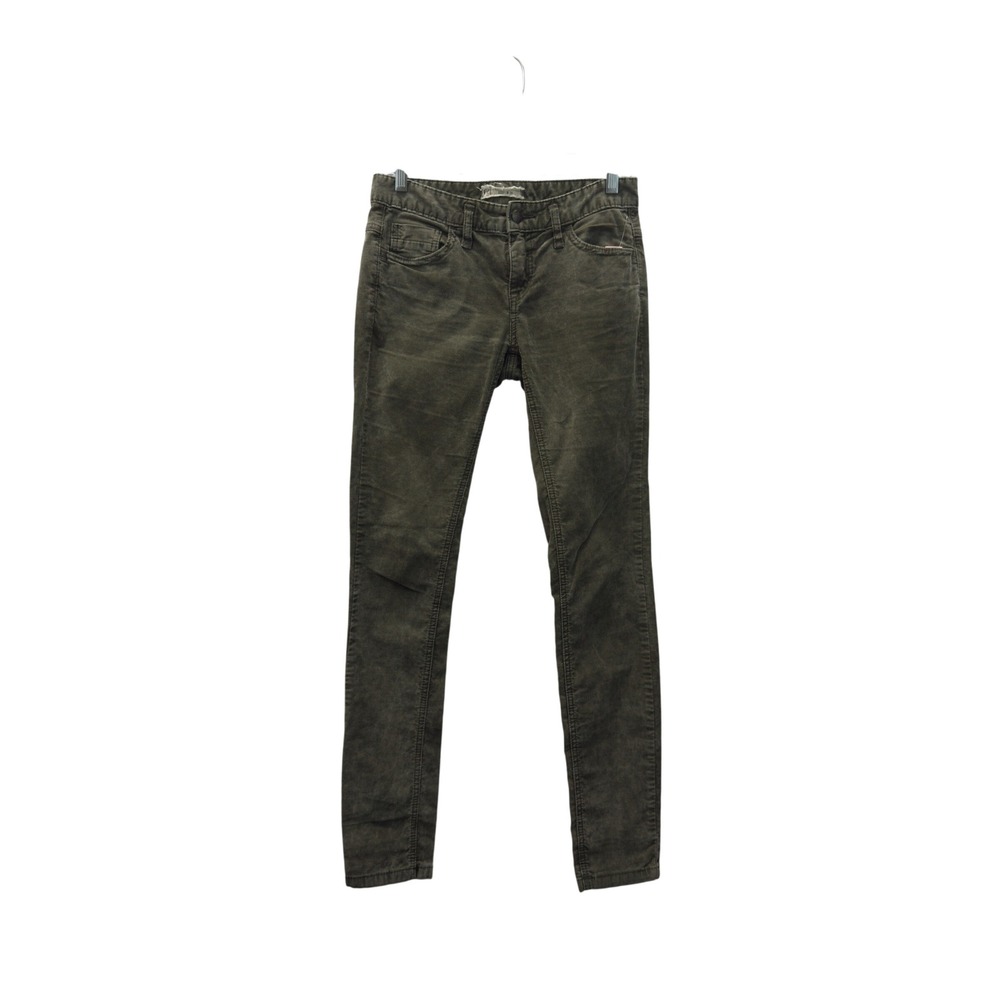 Free People‎ Corduroy Pants Women's Size 2 Olive Green Skinny Low Rise